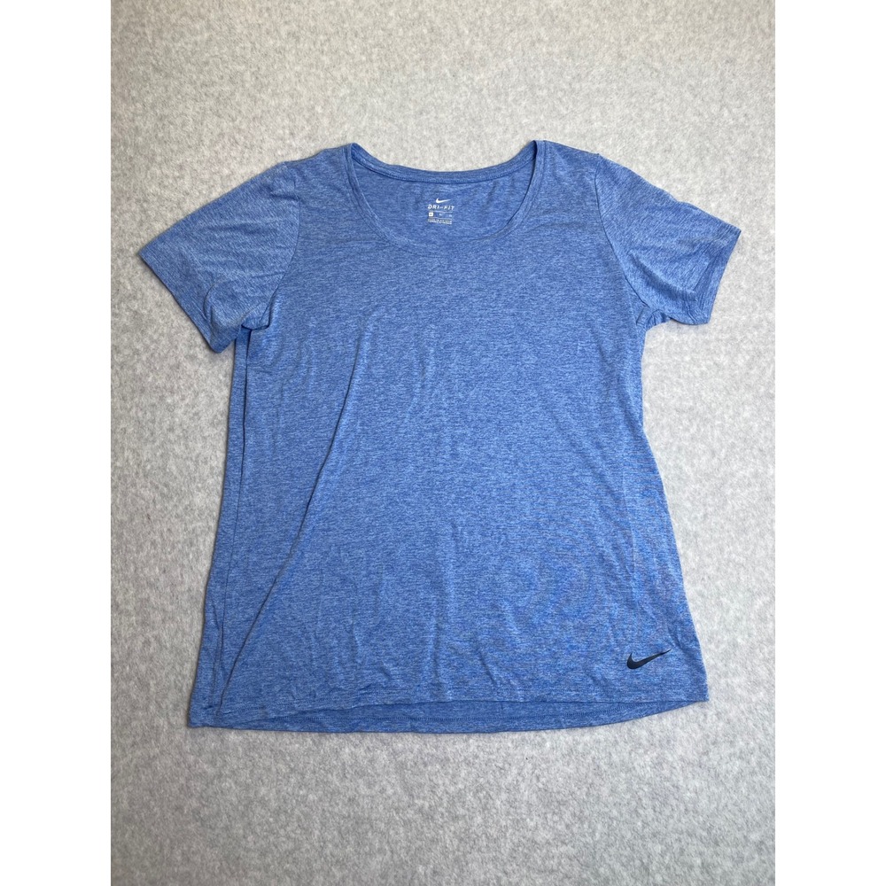 Nike Dri-FIT Womens XL Blue Heathered Scoop Neck Short Sleeve Training T-Shirt
